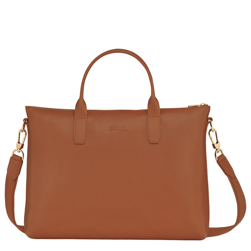 Caramel Longchamp Le Foulonné S - Leather Men Briefcase | 586721ZMJ