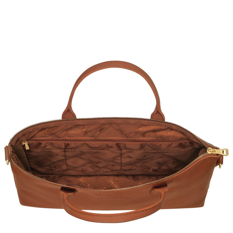 Caramel Longchamp Le Foulonné S - Leather Men Briefcase | 586721ZMJ