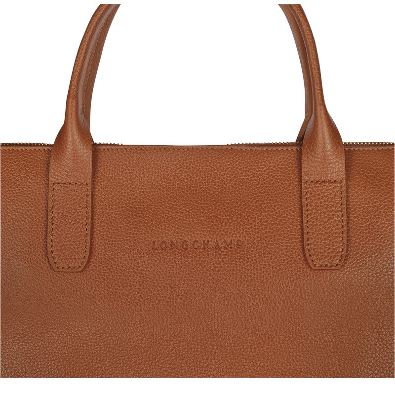 Caramel Longchamp Le Foulonné S - Leather Men Briefcase | 586721ZMJ