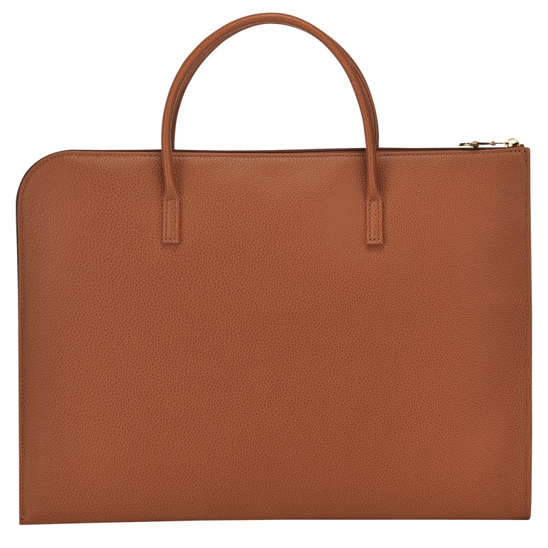 Caramel Longchamp Le Foulonné S - Leather Men Briefcase | 241376TGU