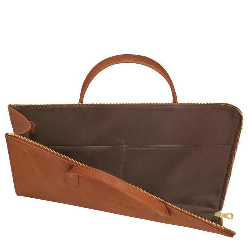 Caramel Longchamp Le Foulonné S - Leather Men Briefcase | 241376TGU