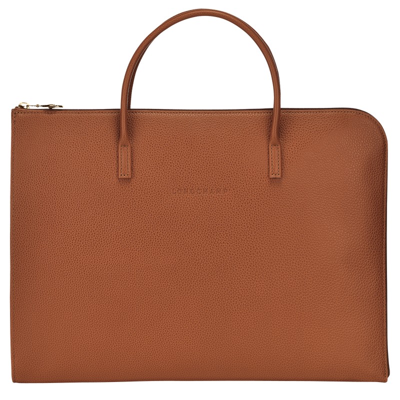 Caramel Longchamp Le Foulonné S - Leather Men Briefcase | 241376TGU