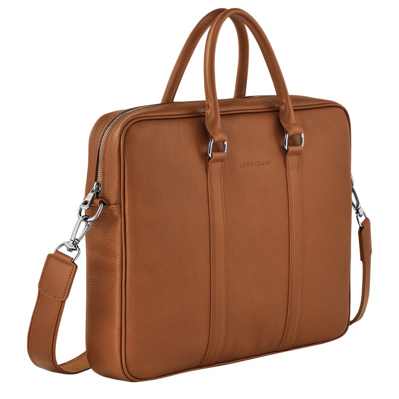 Caramel Longchamp Le Foulonné S - Leather Men Briefcase | 081965LOA