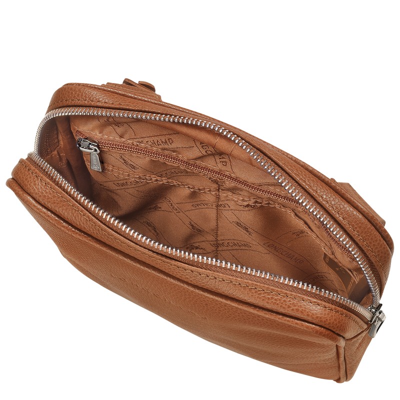 Caramel Longchamp Le Foulonné XS Crossbody bag - Leather Men Crossbody bags | 853914CMR