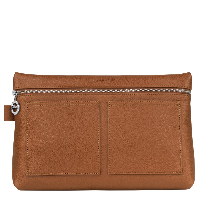 Caramel Longchamp Le Foulonné - Leather Men Toiletry bags | 017659FBS