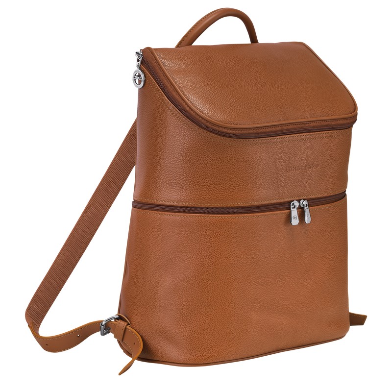 Caramel Longchamp Le Foulonné - Leather Men Backpacks | 519702LUD