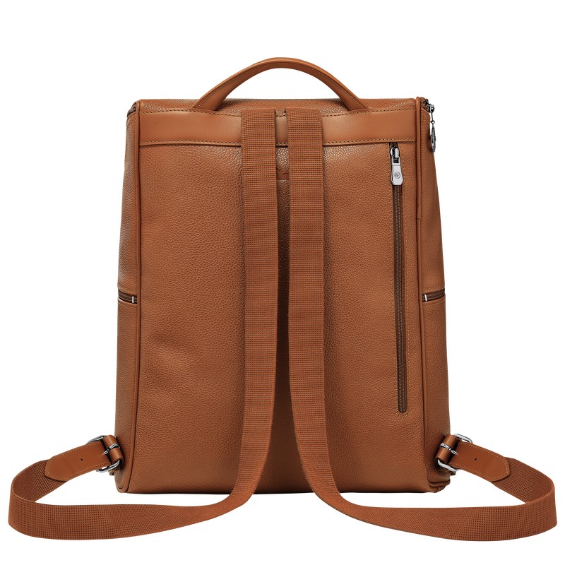 Caramel Longchamp Le Foulonné - Leather Men Backpacks | 519702LUD