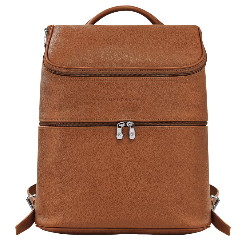 Caramel Longchamp Le Foulonné - Leather Men Backpacks | 519702LUD