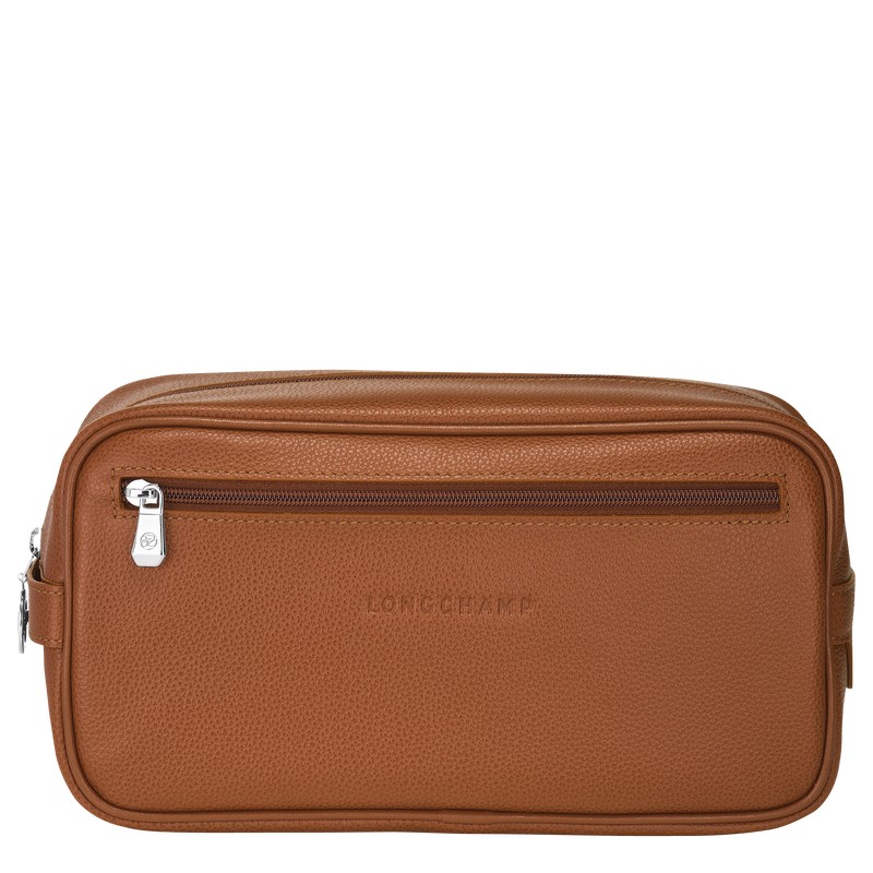 Caramel Longchamp Le Foulonné - Leather Men Toiletry bags | 583729TDA