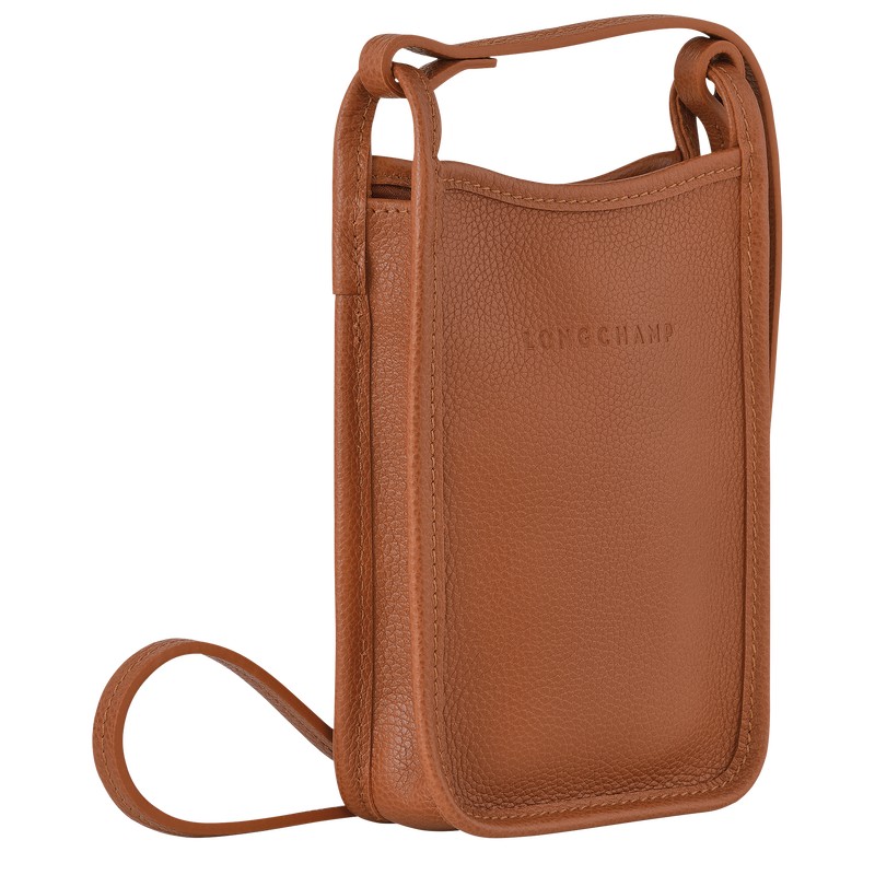 Caramel Longchamp Le Foulonné - Leather Men Phone cases | 376450FPQ