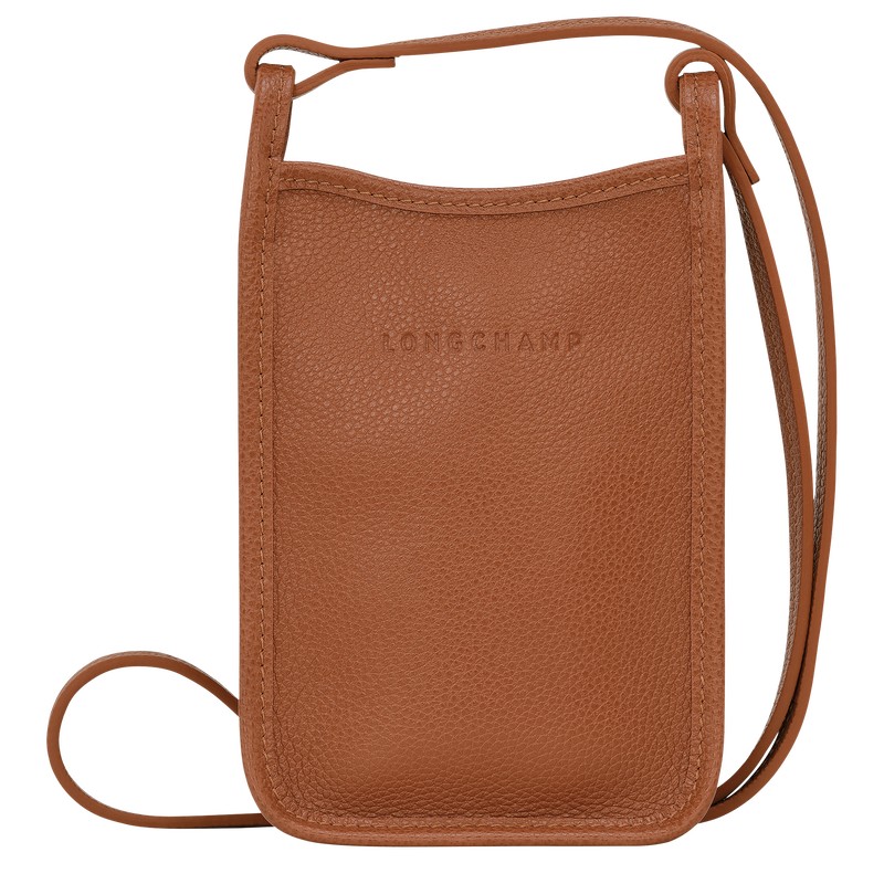 Caramel Longchamp Le Foulonné - Leather Men Phone cases | 376450FPQ