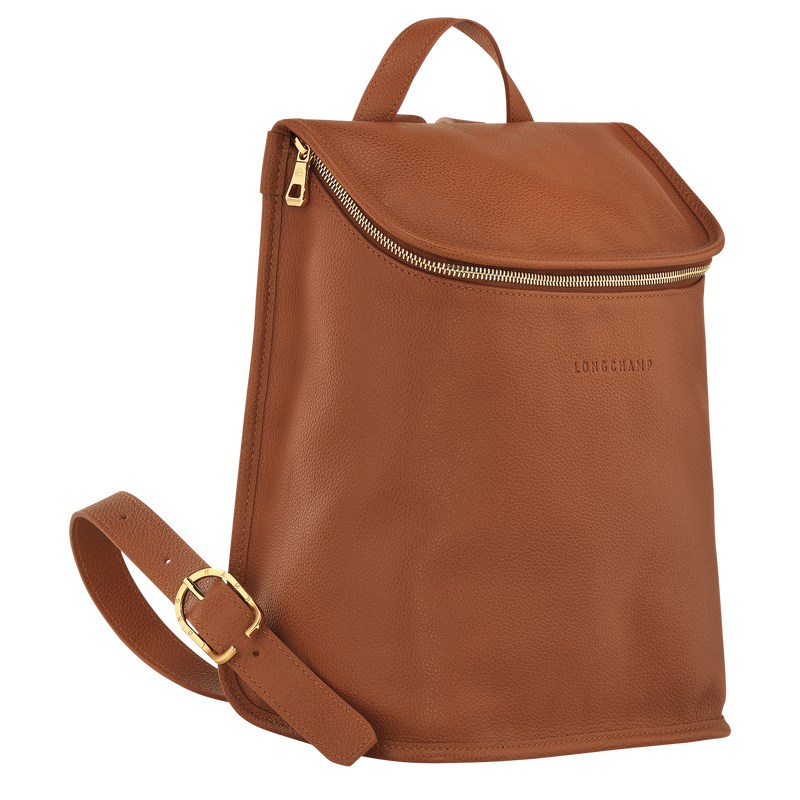 Caramel Longchamp Le Foulonné - Leather Women Backpacks | 137950PRY