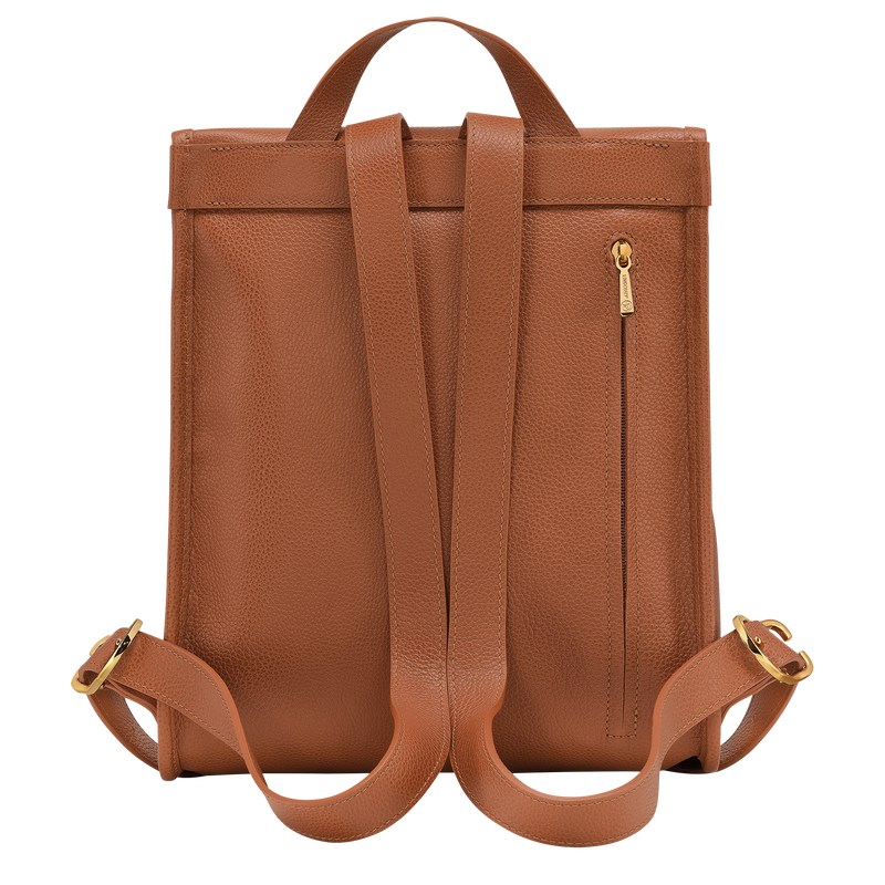 Caramel Longchamp Le Foulonné - Leather Women Backpacks | 137950PRY