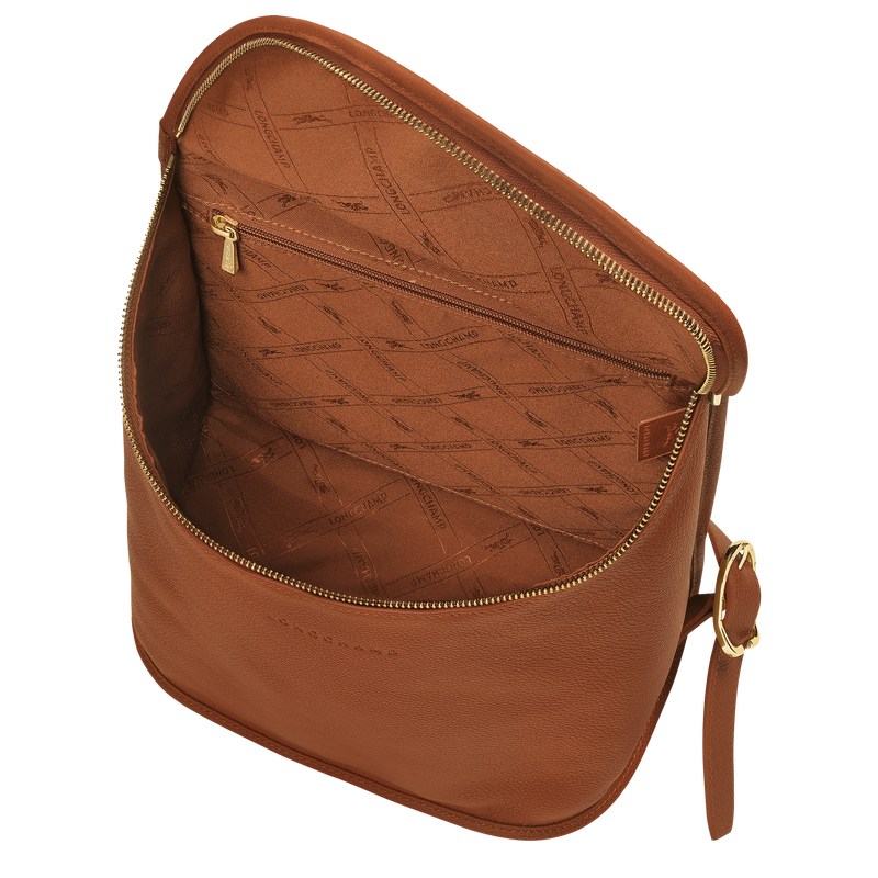 Caramel Longchamp Le Foulonné - Leather Women Backpacks | 137950PRY