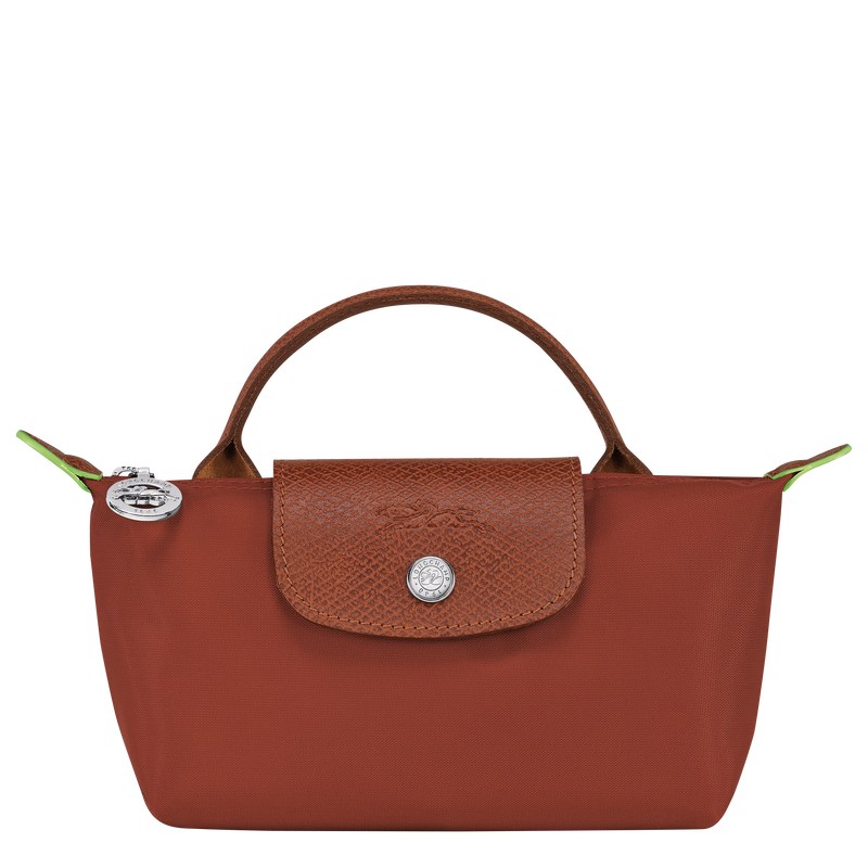 Chestnut Longchamp Le Pliage Green Pouch with handle - Recycled canvas Women Pouches & Cases | 056983DQK