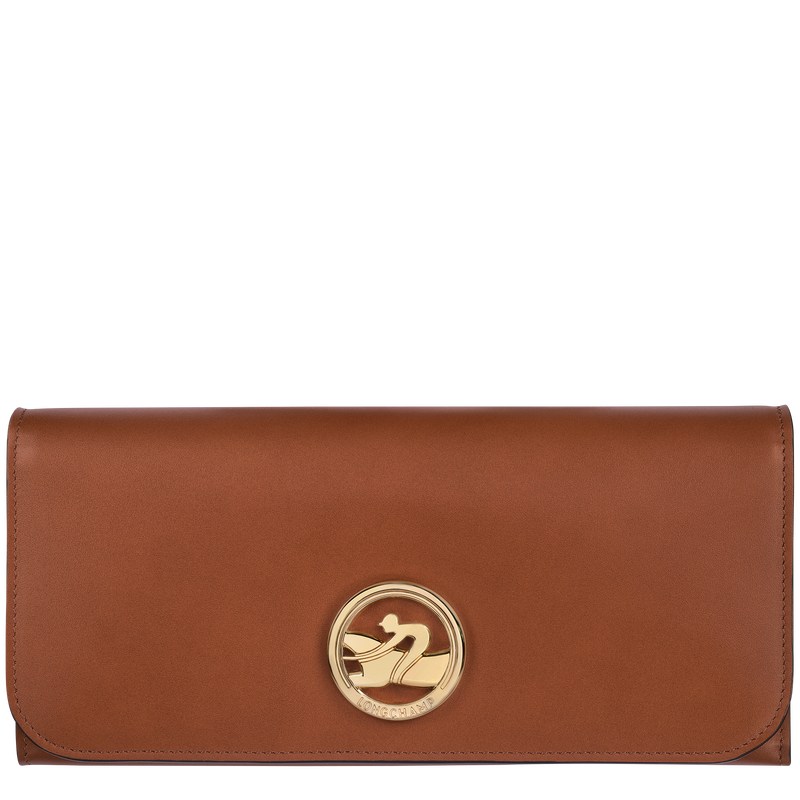 Cognac Longchamp Box-Trot Continental - Leather Women Wallets | 587936LFZ