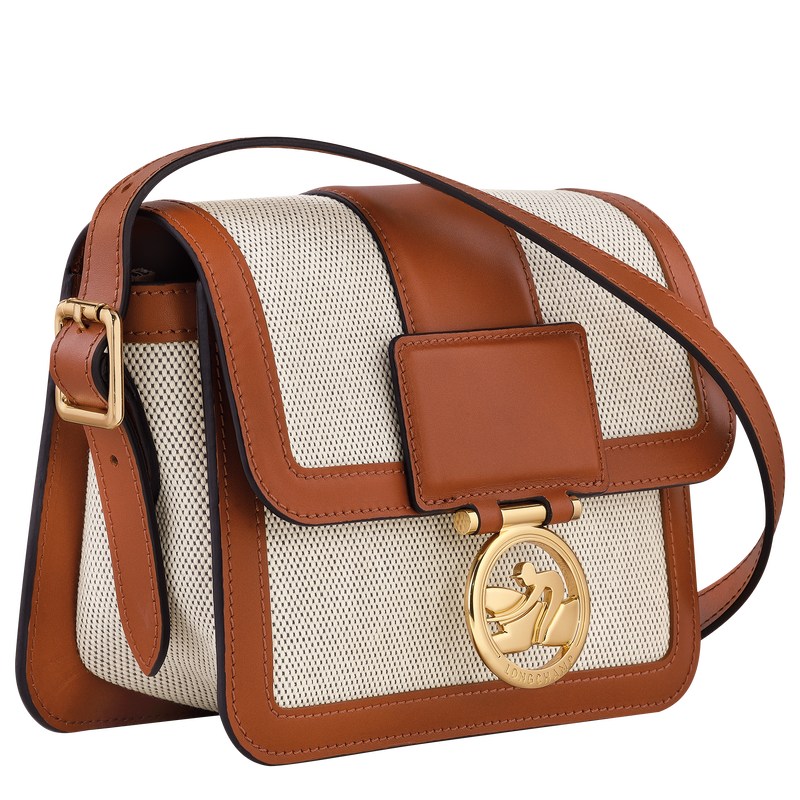 Cognac Longchamp Box-Trot S Crossbody bag - Canvas Women Crossbody bags | 816470DNI