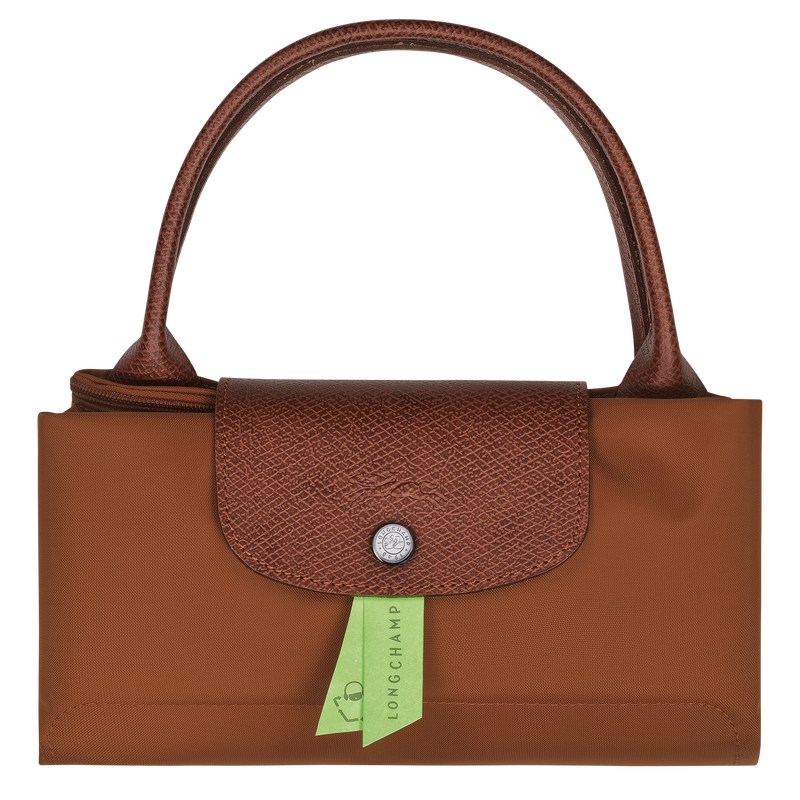 Cognac Longchamp Le Pliage Green M - Recycled canvas Women Handbags | 526047SCN