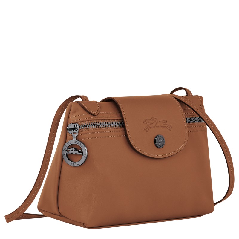 Cognac Longchamp Le Pliage Xtra XS Crossbody bag - Leather Women Crossbody bags | 057319KUA