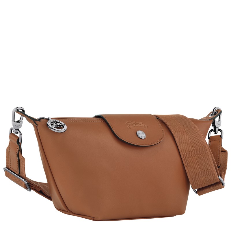 Cognac Longchamp Le Pliage Xtra XS Crossbody bag - Leather Men Crossbody bags | 572684MBY