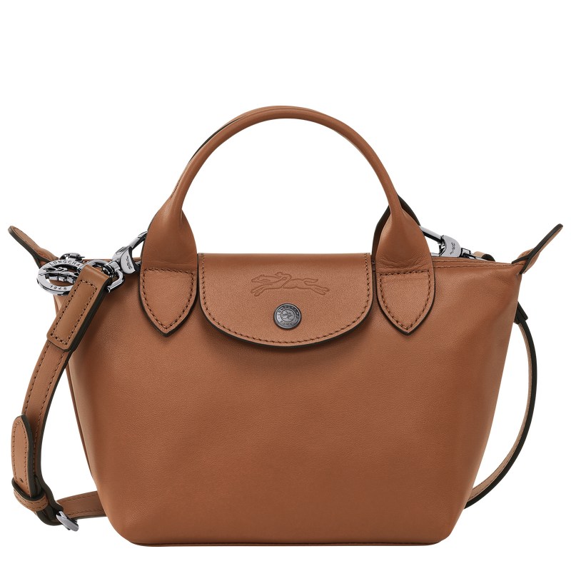 Cognac Longchamp Le Pliage Xtra XS - Leather Women Handbags | 467381QCA