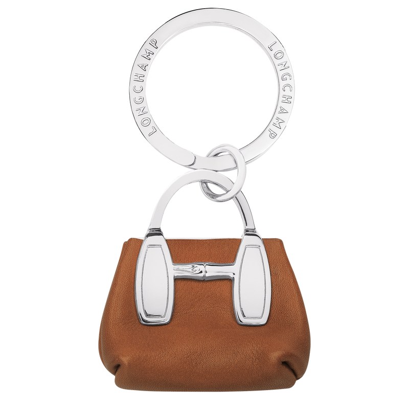 Cognac Longchamp Le Roseau - Leather Women Key rings | 195473WFQ