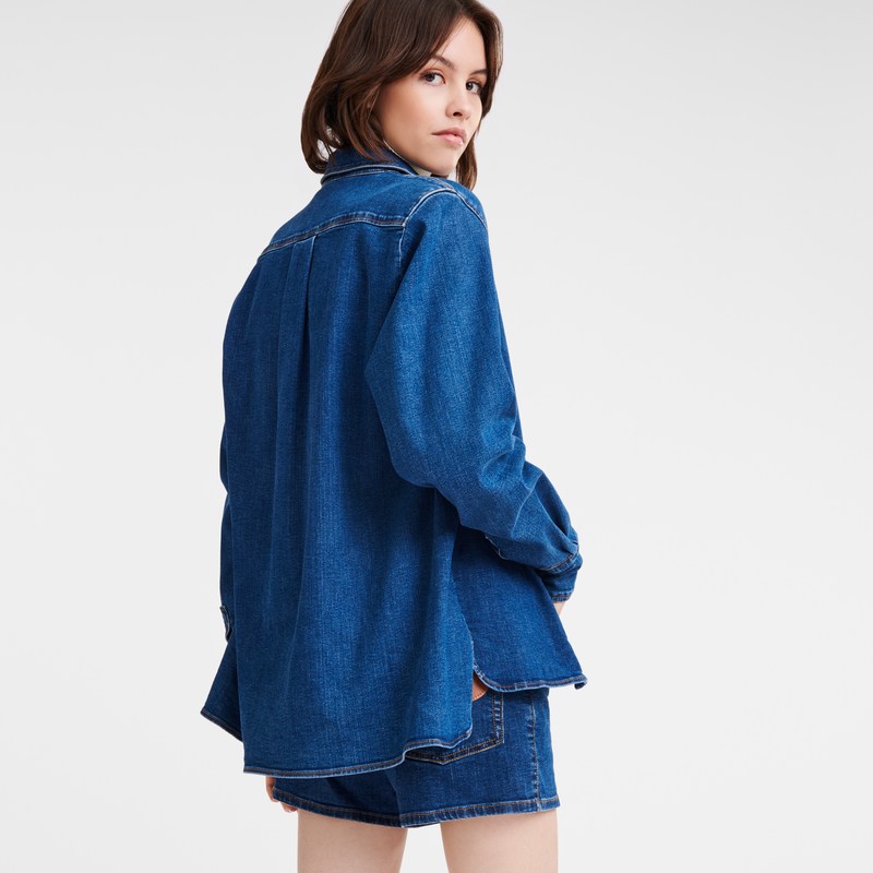 Denim Longchamp Shirt - Denim Women Tops & Blouses | 681402RCA