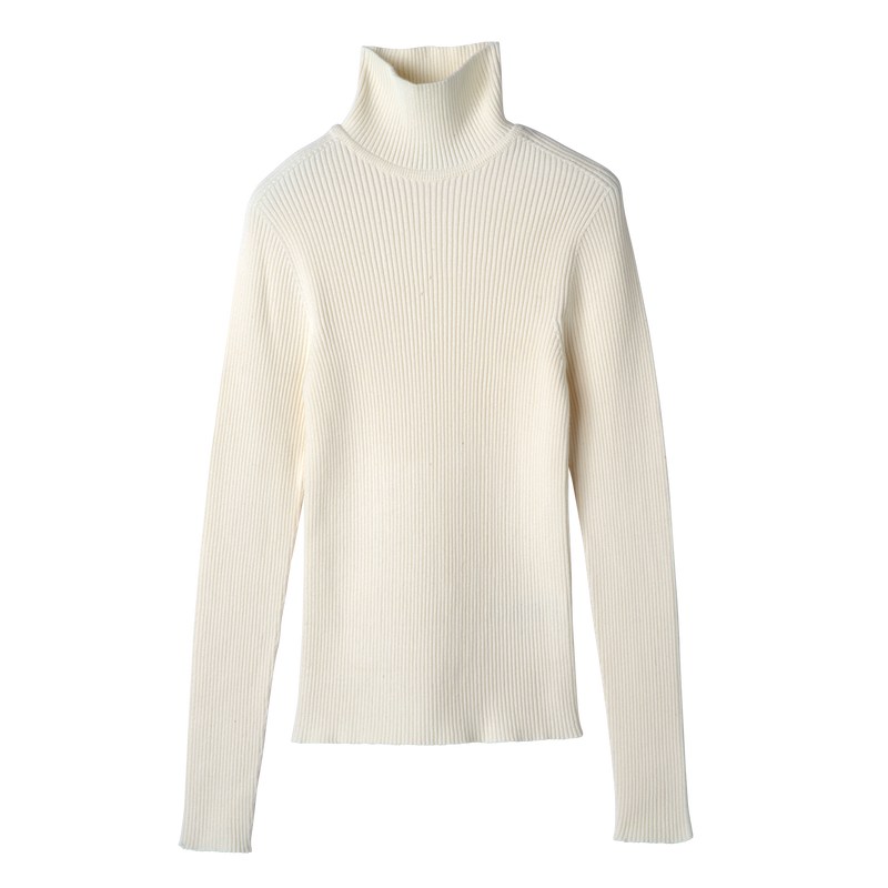 Ecru Longchamp High collar fitted jumper - Knit Women Tops & Blouses | 947035XPT