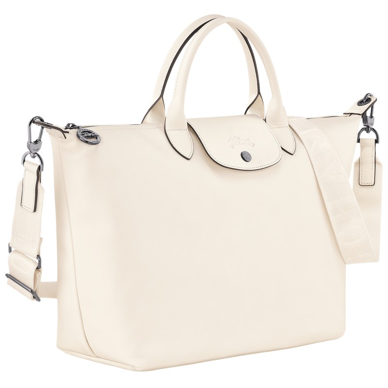 Ecru Longchamp Le Pliage Xtra L - Leather Women Handbags | 251386PJU