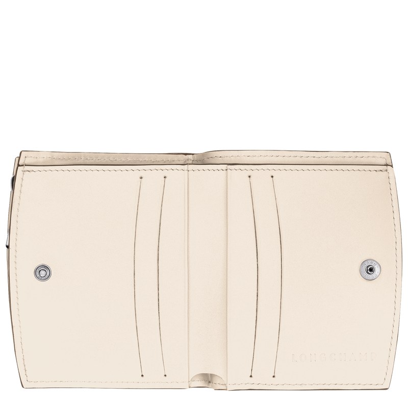 Ecru Longchamp Le Roseau - Leather Women Wallets | 875246WHP