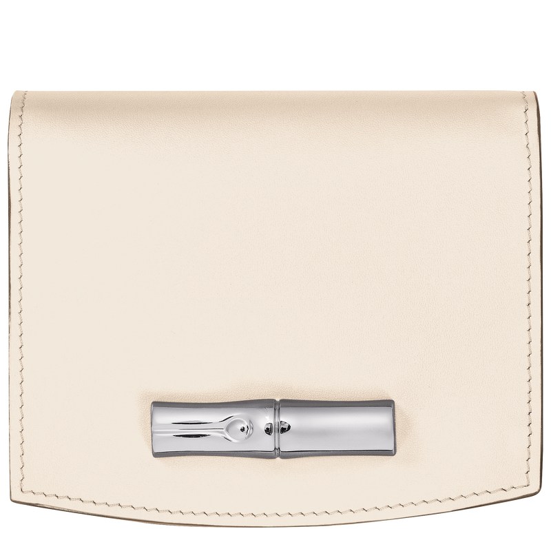 Ecru Longchamp Le Roseau - Leather Women Wallets | 875246WHP