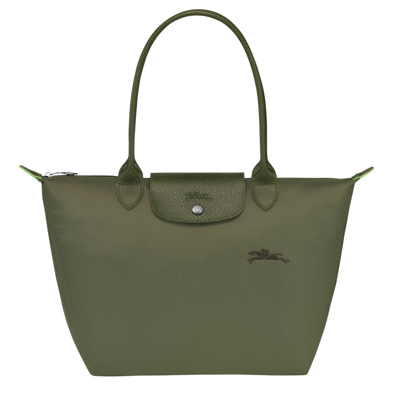 Forest Longchamp Le Pliage Green M - Recycled canvas Women Shoulder bags | 742513AVQ