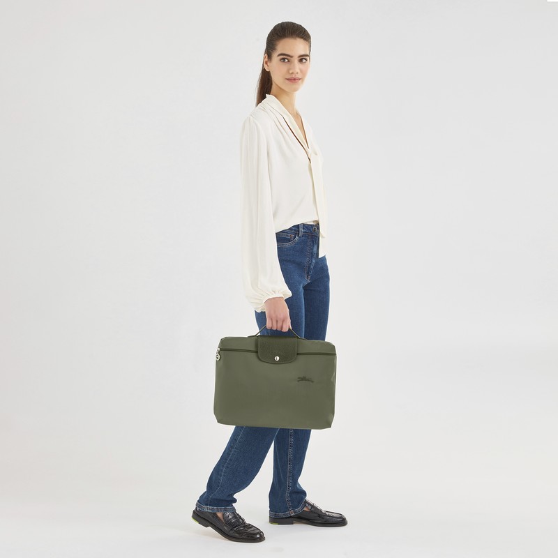 Forest Longchamp Le Pliage Green S - Recycled canvas Men Briefcase | 023641BDW