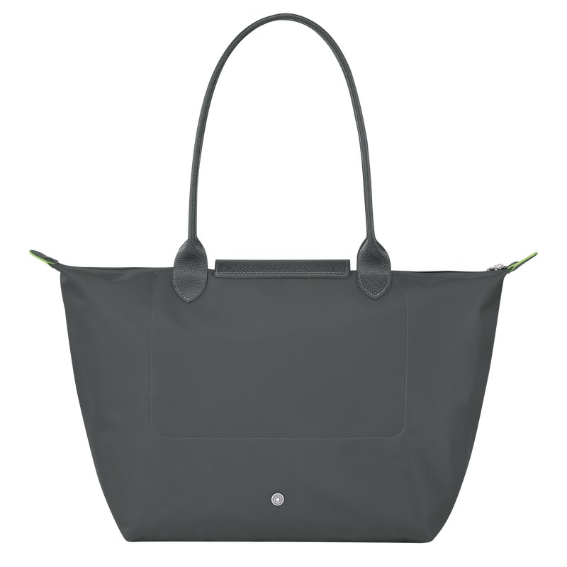 Graphite Longchamp Le Pliage Green L - Recycled canvas Women Shoulder bags | 203958EIG