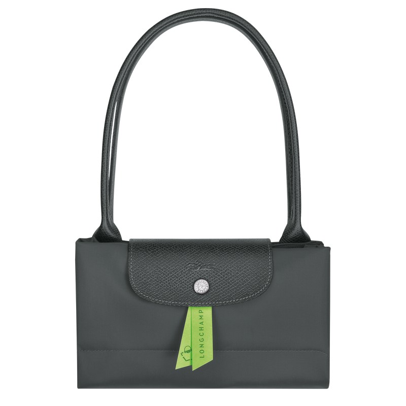 Graphite Longchamp Le Pliage Green L - Recycled canvas Women Shoulder bags | 203958EIG