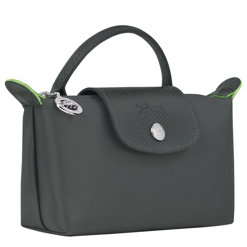 Graphite Longchamp Le Pliage Green Pouch with handle - Recycled canvas Women Pouches & Cases | 786045QXB