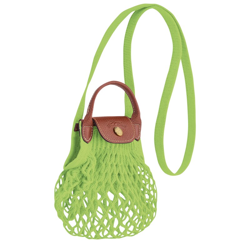 Green Light/Strawberry Longchamp Le Pliage Filet XS Mesh bag - Canvas Women Crossbody bags | 198642UCA