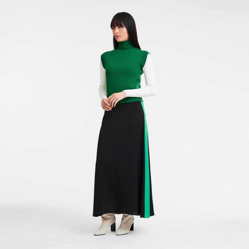 Green Longchamp High collar no sleeve jumper - Knit Women Tops & Blouses | 782016WYT