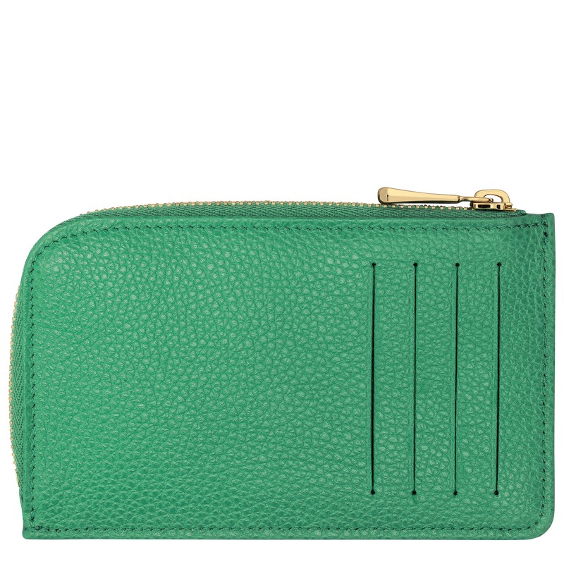 Green Longchamp Le Foulonné Card holder - Leather Men Cardholders & Coin purses | 273596DLX