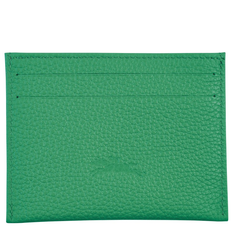 Green Longchamp Le Foulonné Cardholder - Leather Women Cardholders & Coin purses | 468391KJT