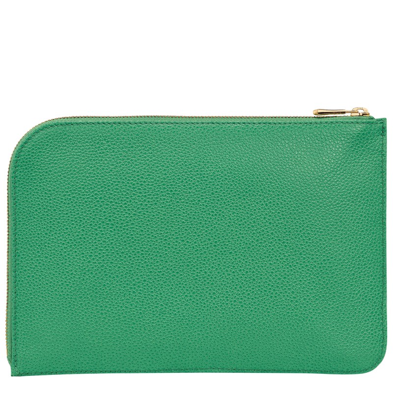 Green Longchamp Le Foulonné Pouch - Leather Women Pouches & Cases | 876149ZGI