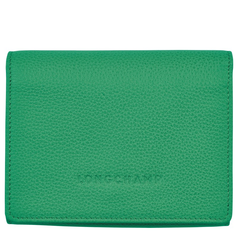 Green Longchamp Le Foulonné - Leather Women Wallets | 734259UME