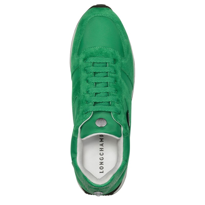 Green Longchamp Le Pliage Green - Leather Women Sneakers | 637981ATI