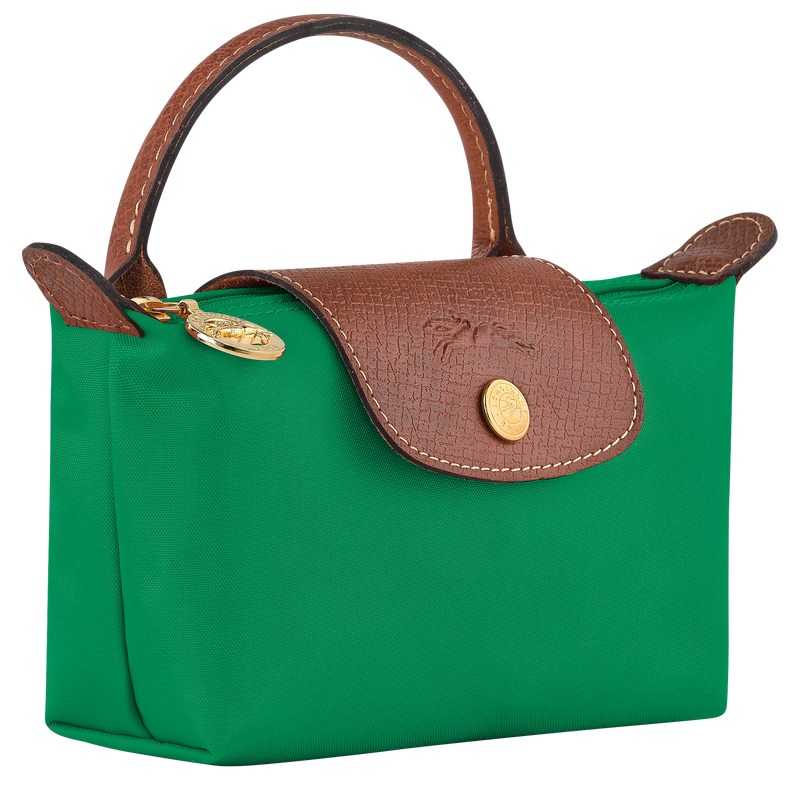 Green Longchamp Le Pliage Original Pouch with handle - Recycled canvas Women Pouches & Cases | 821456ELM