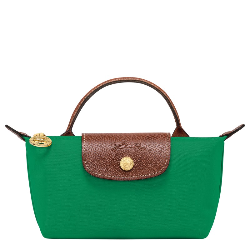 Green Longchamp Le Pliage Original Pouch with handle - Recycled canvas Women Pouches & Cases | 821456ELM