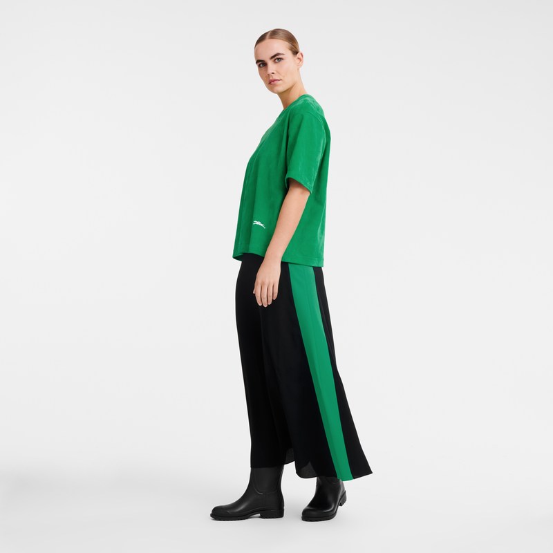 Green Longchamp Short leather top - Leather Women Tops & Blouses | 536807EWL