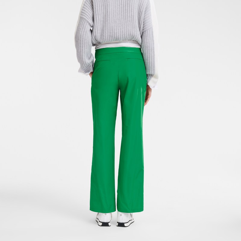 Green Longchamp Straight pants with patch - Technical taffeta Women Trousers & shorts | 194037YIL