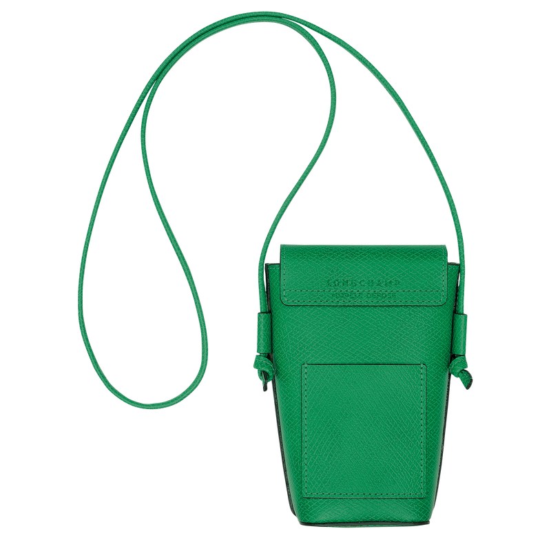 Green Longchamp Épure Phone case with leather lace - Leather Women Pouches & Cases | 852396LWX