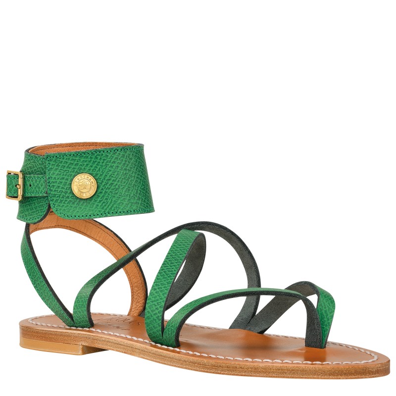 Green Longchamp x K.Jacques Sandals - Leather Women Sandals | 547680PVL