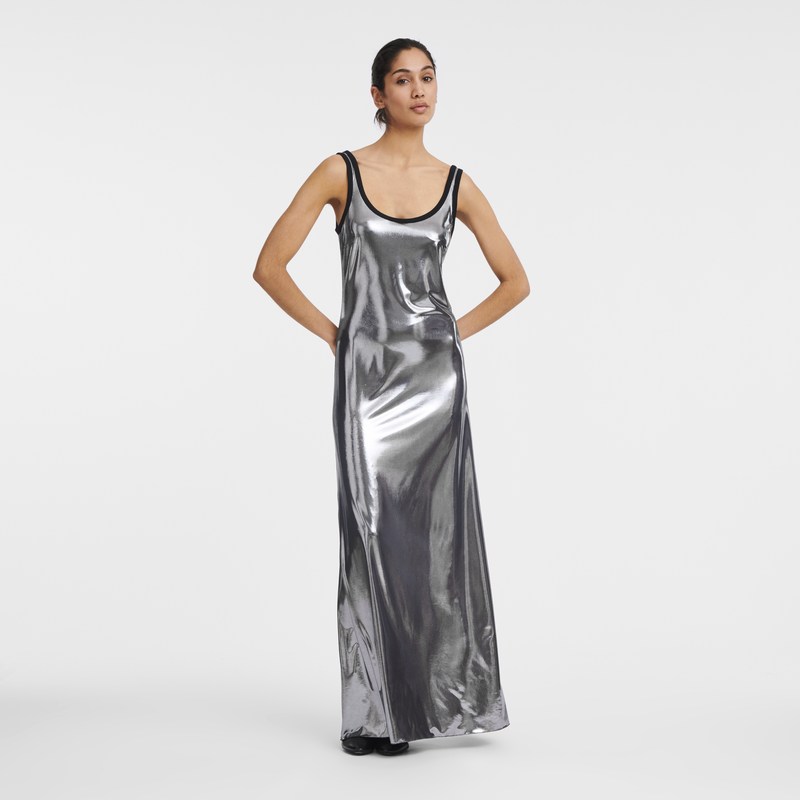 Gun Metal Longchamp Long dress - Jersey Women Dresses & Skirts | 395867IMS